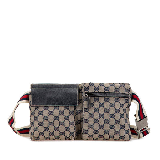 Gucci Canvas Leather Waist Bag 28566