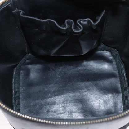 CHANEL Bicolore Vanity Hand Bag Lamb Skin Black Gold CC SW020