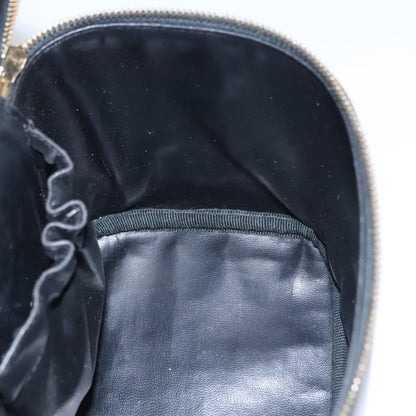 CHANEL Bicolore Vanity Hand Bag Lamb Skin Black Gold CC SW020