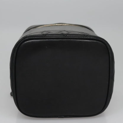 CHANEL Bicolore Vanity Hand Bag Lamb Skin Black Gold CC SW020