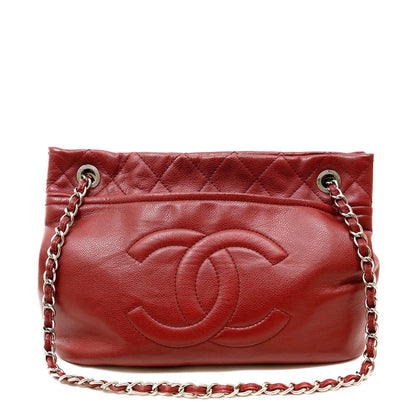 Chanel Red Caviar Leather Tote w/ Silver Hardware