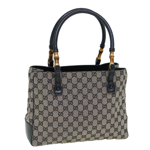 GUCCI GG Canvas Bamboo Tote Bag Navy 112526  tb929