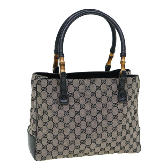 GUCCI GG Canvas Bamboo Tote Bag Navy 112526  tb929