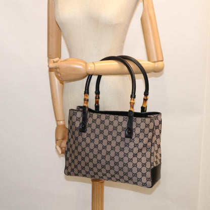 GUCCI GG Canvas Bamboo Tote Bag Navy 112526  tb929