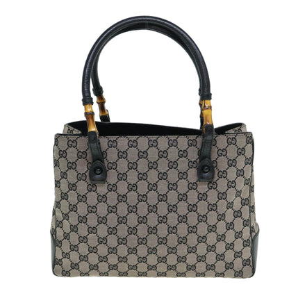 GUCCI GG Canvas Bamboo Tote Bag Navy 112526  tb929