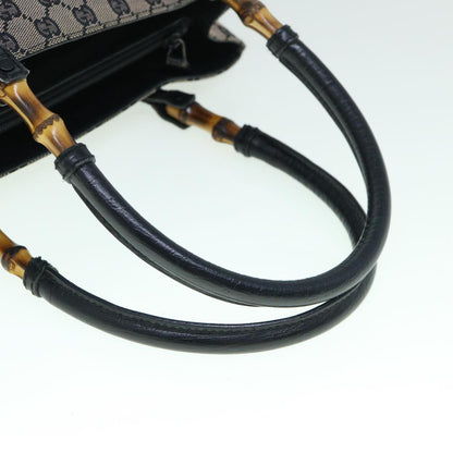 GUCCI GG Canvas Bamboo Tote Bag Navy 112526  tb929