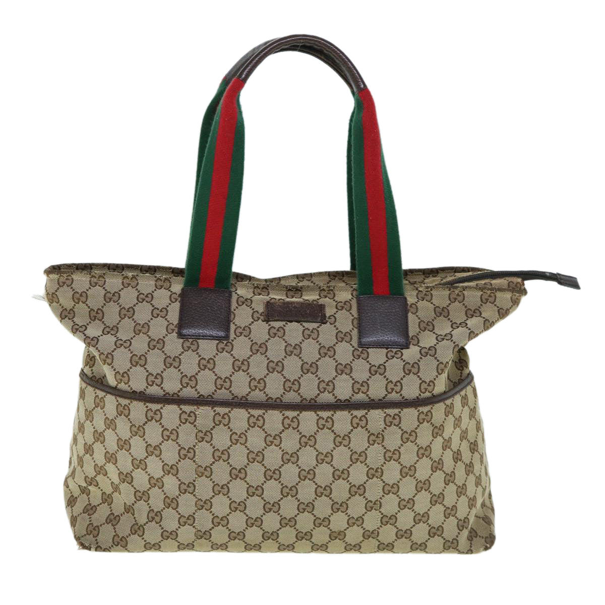 GUCCI GG Canvas Web Sherry Line Mothers Bag Tote Bag Beige Red 155524  tb937