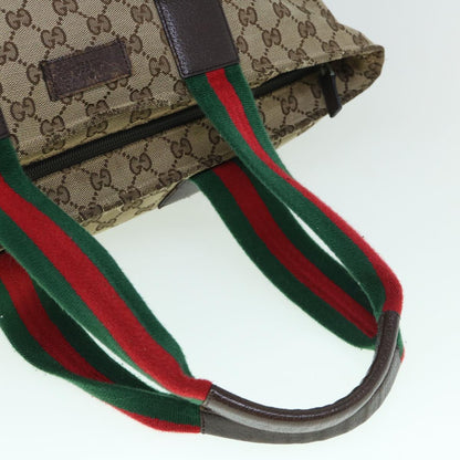 GUCCI GG Canvas Web Sherry Line Mothers Bag Tote Bag Beige Red 155524  tb937