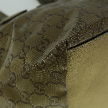 GUCCI GG Crystal Sherry Line Tote Bag Gold Tone Brown gray 131228  tb959