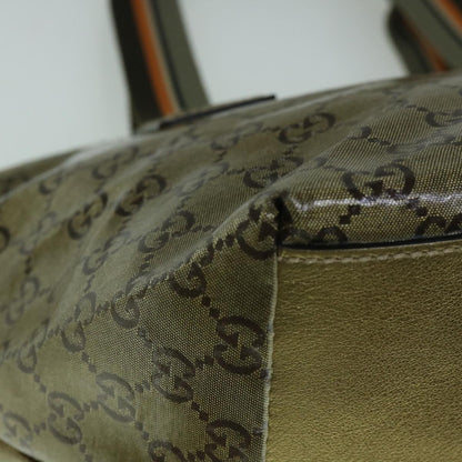 GUCCI GG Crystal Sherry Line Tote Bag Gold Tone Brown gray 131228  tb959