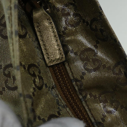 GUCCI GG Crystal Sherry Line Tote Bag Gold Tone Brown gray 131228  tb959