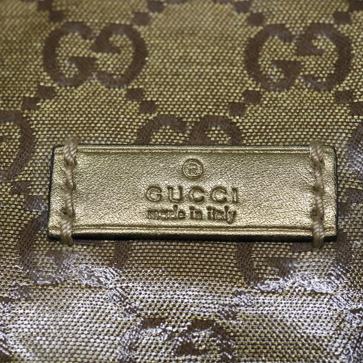 GUCCI GG Crystal Sherry Line Tote Bag Gold Tone Brown gray 131228  tb959