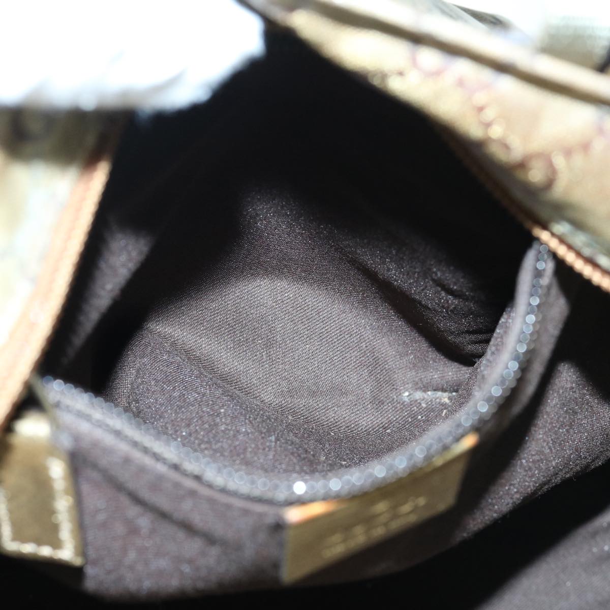 GUCCI GG Crystal Sherry Line Tote Bag Gold Tone Brown gray 131228  tb959