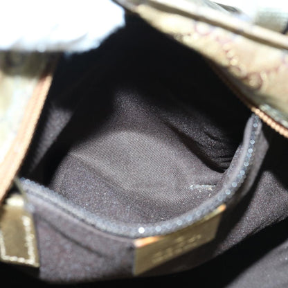 GUCCI GG Crystal Sherry Line Tote Bag Gold Tone Brown gray 131228  tb959