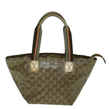 GUCCI GG Crystal Sherry Line Tote Bag Gold Tone Brown gray 131228  tb959