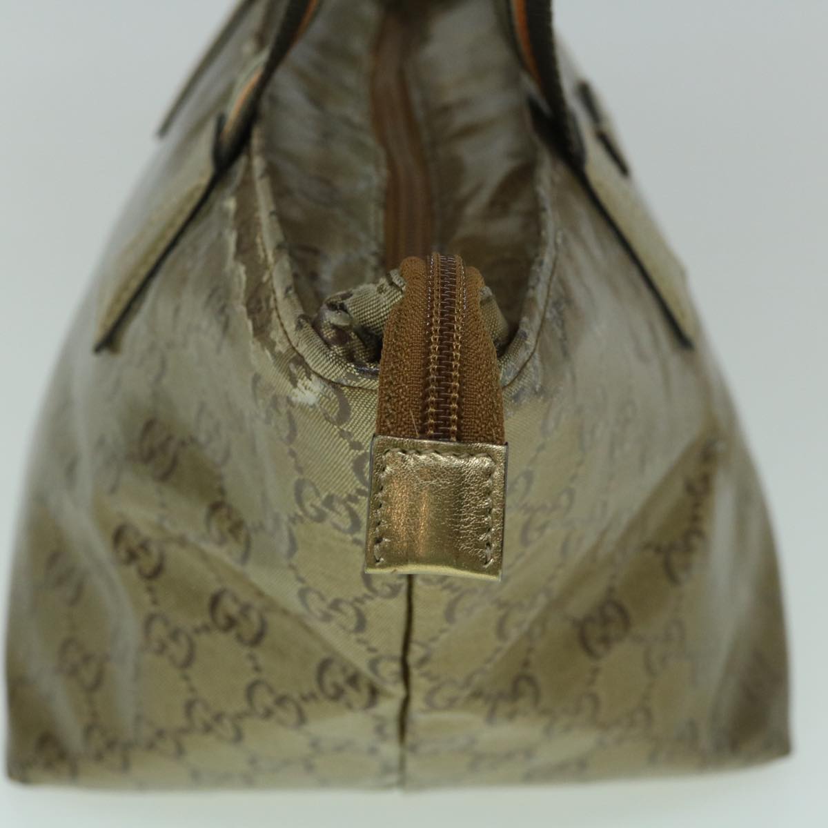 GUCCI GG Crystal Sherry Line Tote Bag Gold Tone Brown gray 131228  tb959