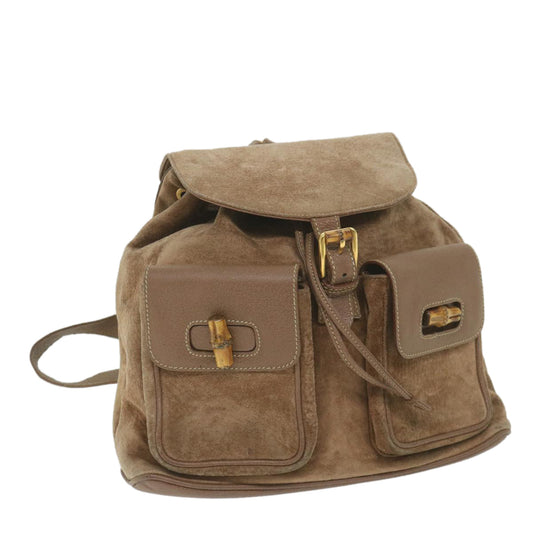 GUCCI Bamboo Backpack Suede Brown 003 1817 0016  th4222