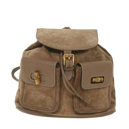 GUCCI Bamboo Backpack Suede Brown 003 1817 0016  th4222