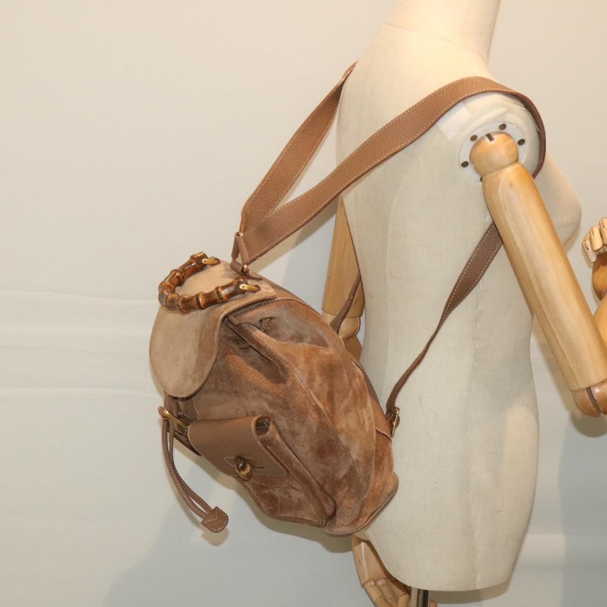 GUCCI Bamboo Backpack Suede Brown 003 1817 0016  th4222