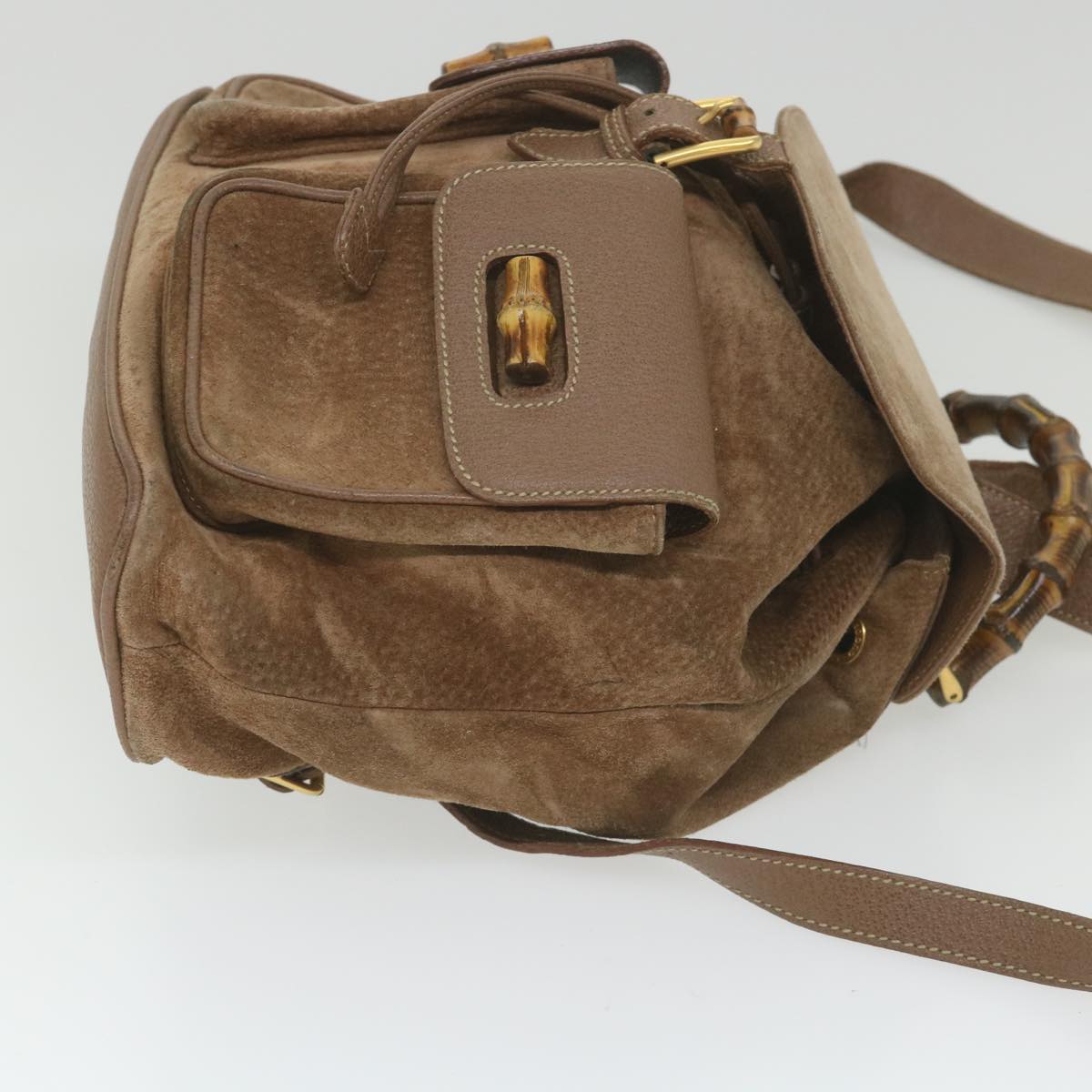GUCCI Bamboo Backpack Suede Brown 003 1817 0016  th4222