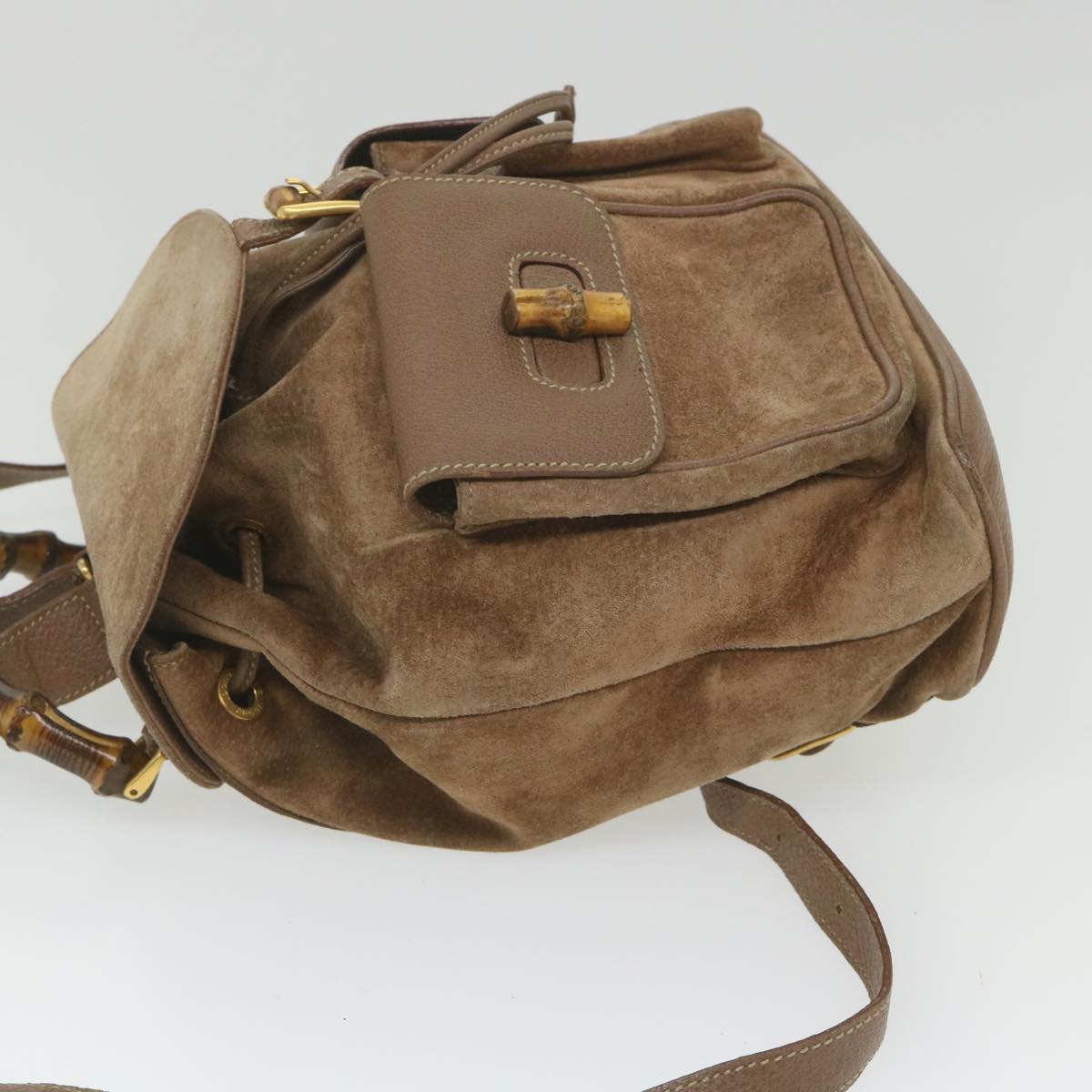 GUCCI Bamboo Backpack Suede Brown 003 1817 0016  th4222