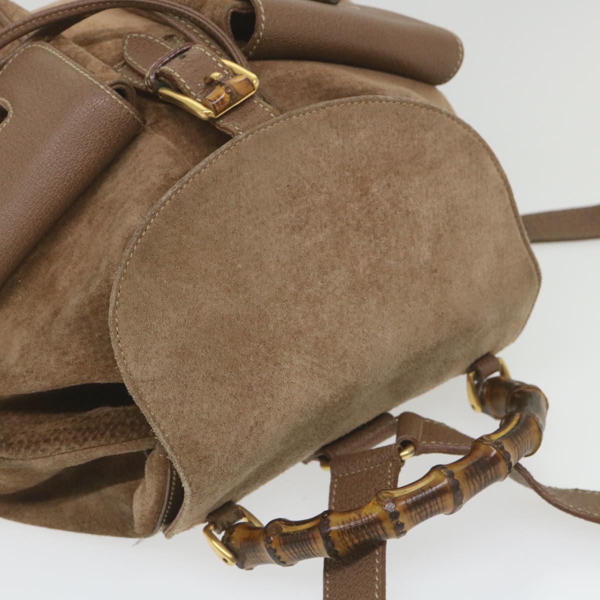 GUCCI Bamboo Backpack Suede Brown 003 1817 0016  th4222