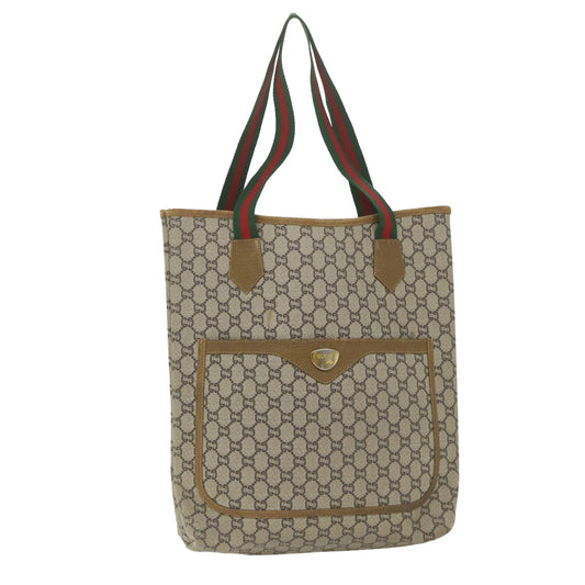 GUCCI GG Plus Supreme Web Sherry Line Tote Bag Beige Red Green  th4245