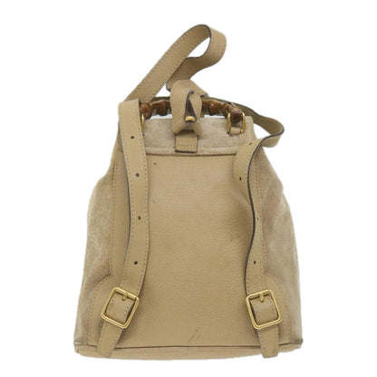 GUCCI Bamboo Backpack Suede Beige  th4299