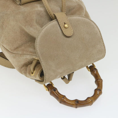 GUCCI Bamboo Backpack Suede Beige  th4299