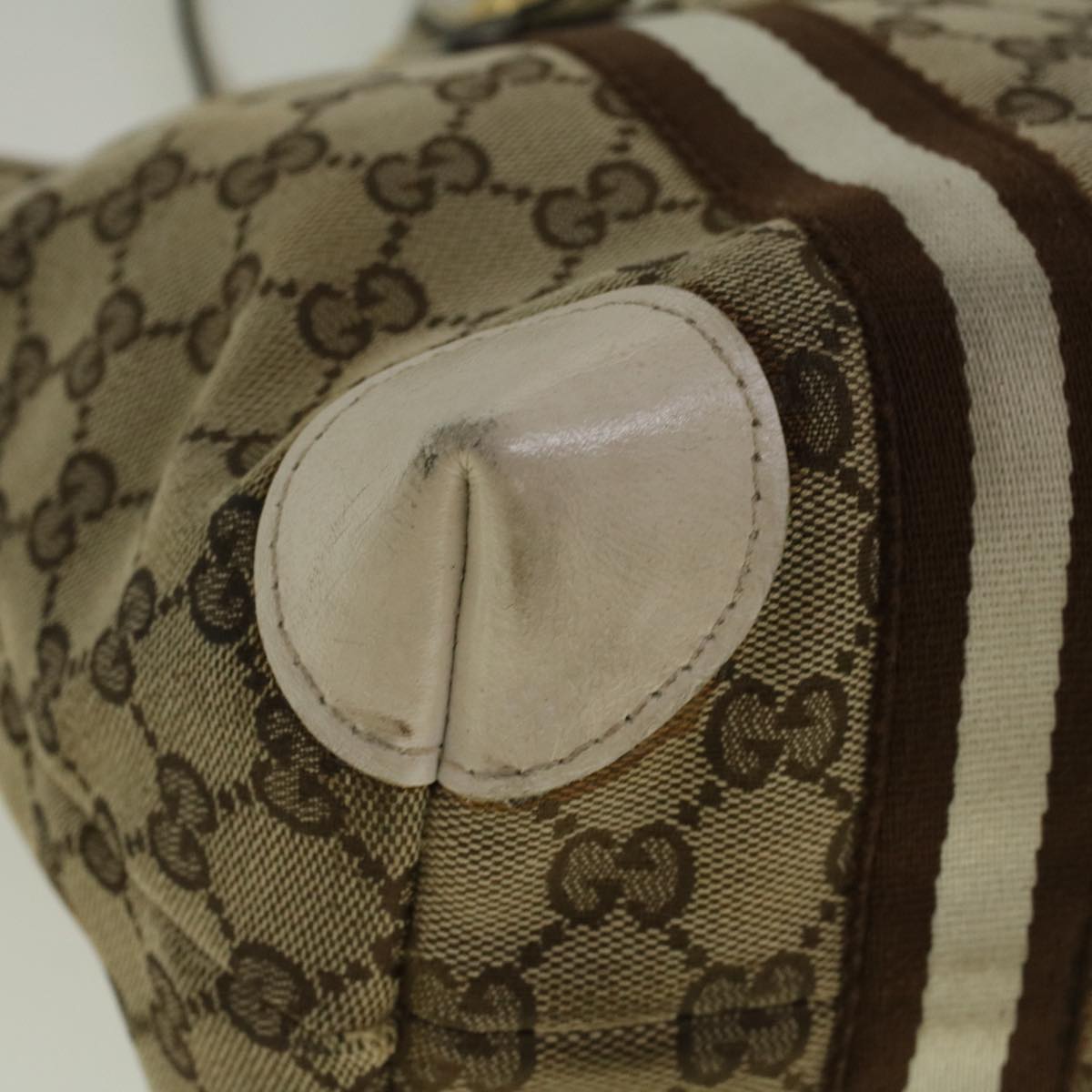 GUCCI GG Canvas Sherry Line Bamboo Tote Bag Canvas Beige 137396  th4311