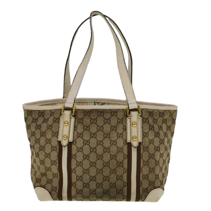 GUCCI GG Canvas Sherry Line Bamboo Tote Bag Canvas Beige 137396  th4311