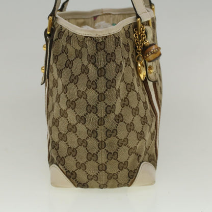 GUCCI GG Canvas Sherry Line Bamboo Tote Bag Canvas Beige 137396  th4311
