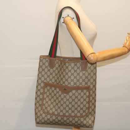 GUCCI GG Supreme Web Sherry Line Tote Bag Beige Red Green 39 02 003  th4362