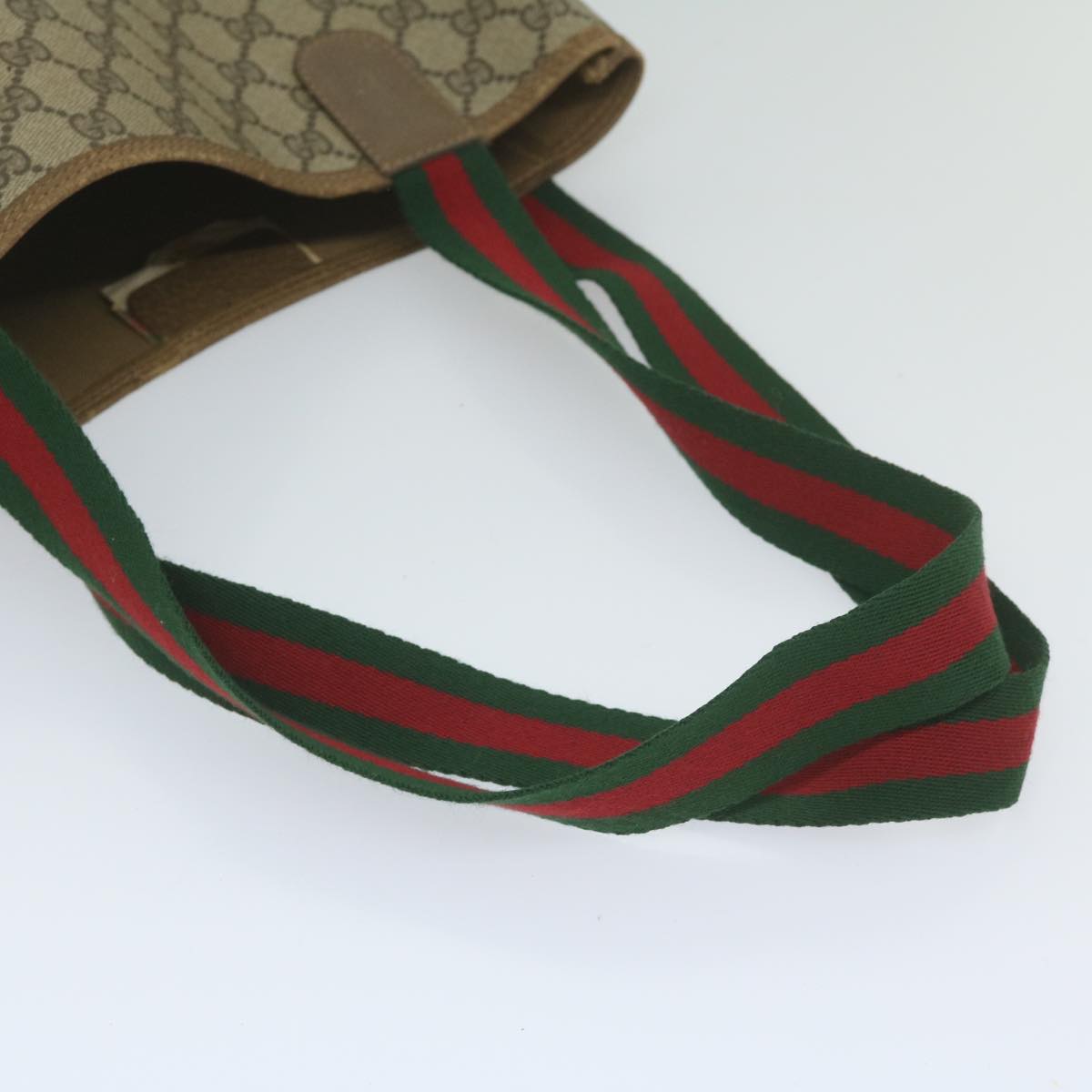 GUCCI GG Supreme Web Sherry Line Tote Bag Beige Red Green 39 02 003  th4362