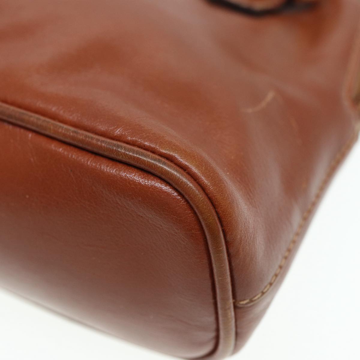 GUCCI Bamboo Hand Bag Leather 2way Brown Gold 007 1014 0231  th5242