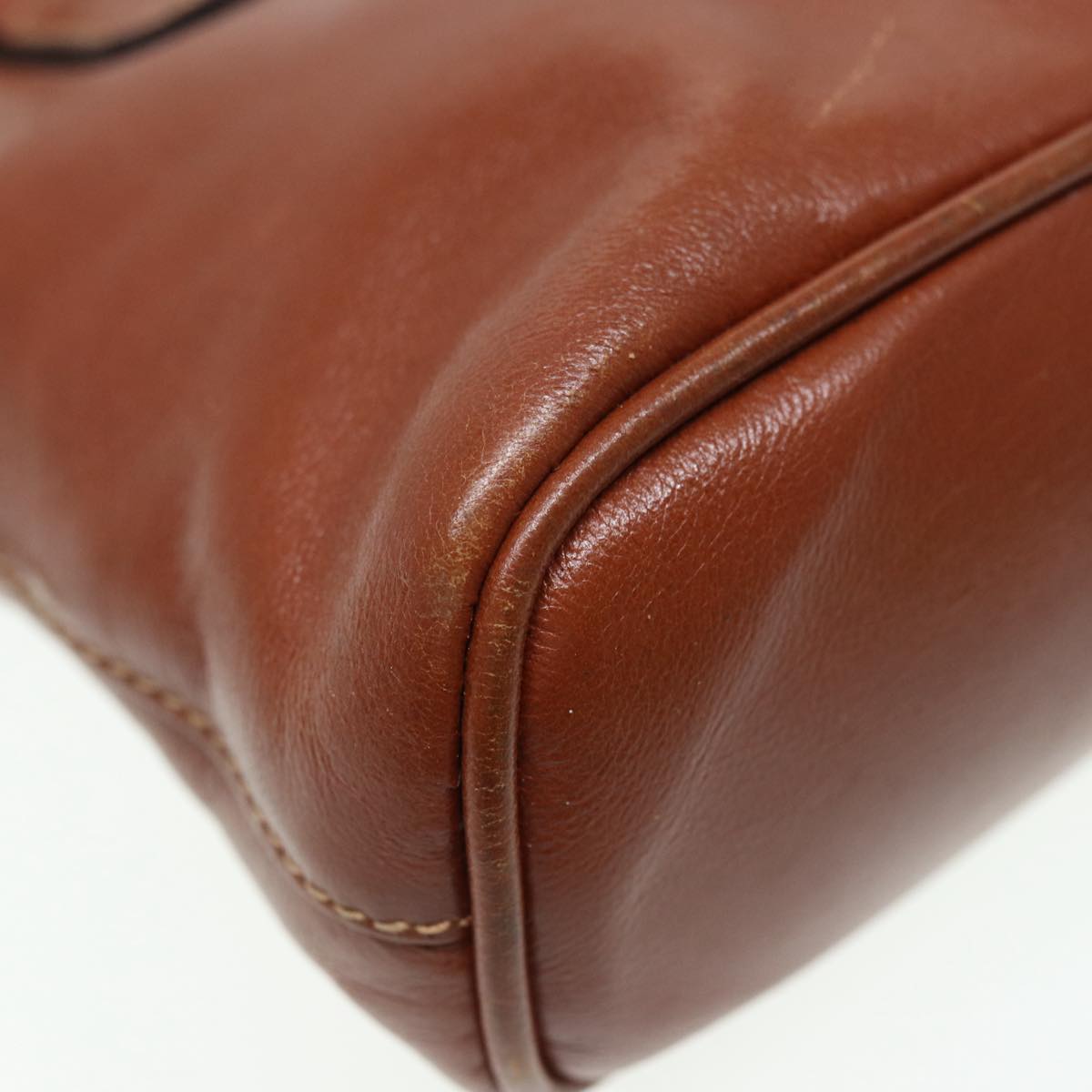 GUCCI Bamboo Hand Bag Leather 2way Brown Gold 007 1014 0231  th5242