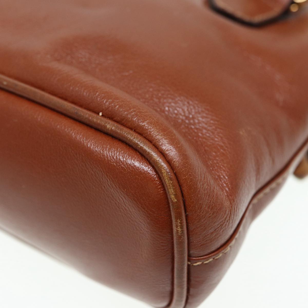 GUCCI Bamboo Hand Bag Leather 2way Brown Gold 007 1014 0231  th5242