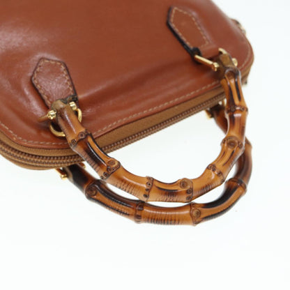 GUCCI Bamboo Hand Bag Leather 2way Brown Gold 007 1014 0231  th5242