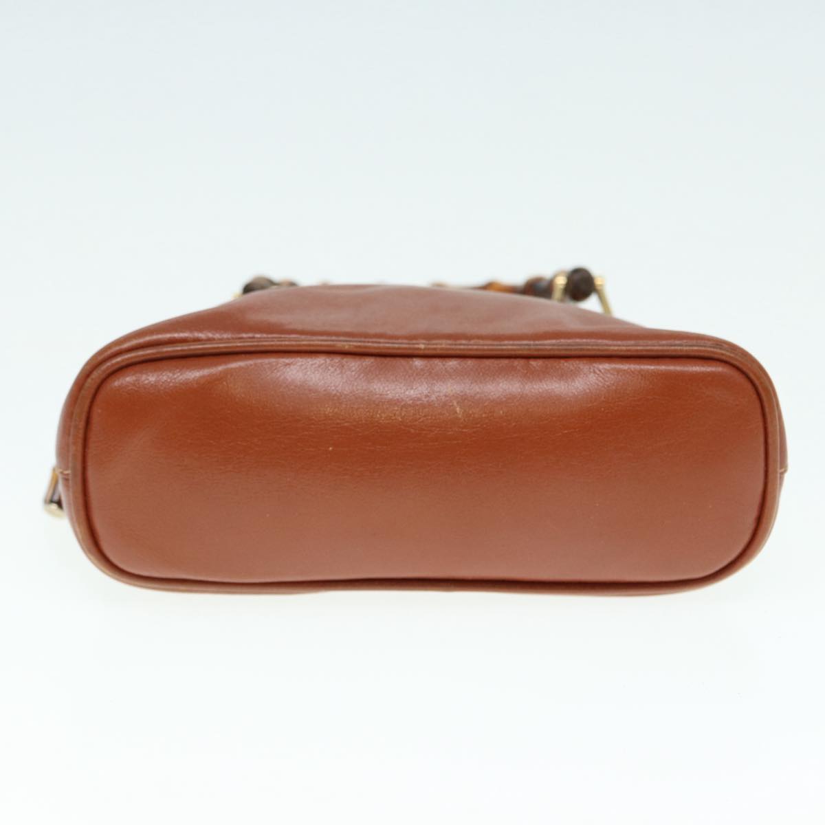 GUCCI Bamboo Hand Bag Leather 2way Brown Gold 007 1014 0231  th5242