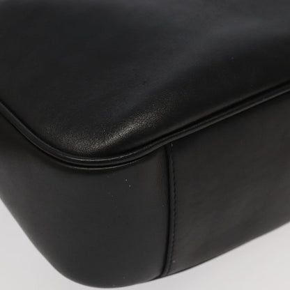 GUCCI Bamboo Hand Bag Leather 2way Black Gold 001 1638  th5433