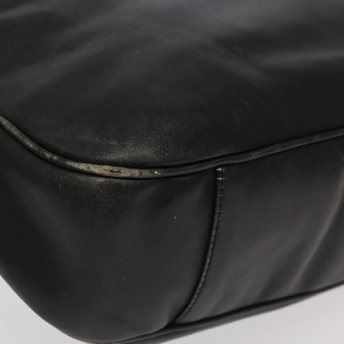 GUCCI Bamboo Shoulder Bag Leather 2way Black Gold 001.123.1577  th5460