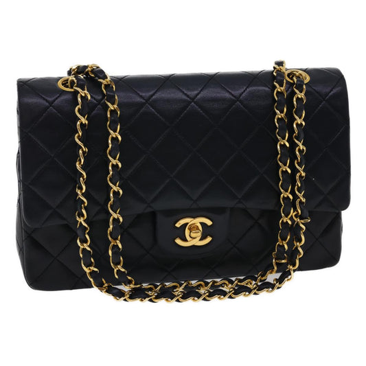 CHANEL Classic Matelasse 25 Chain Flap Shoulder Bag Lamb Skin Black 27848A