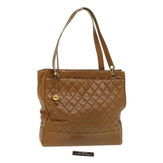 CHANEL Matelasse Chain Shoulder Bag Lamb Skin Brown CC ar8527