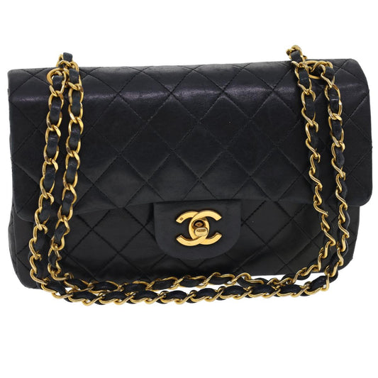 CHANEL Classic Matelasse 23 Chain Flap Shoulder Bag Lamb Skin Black 28634A