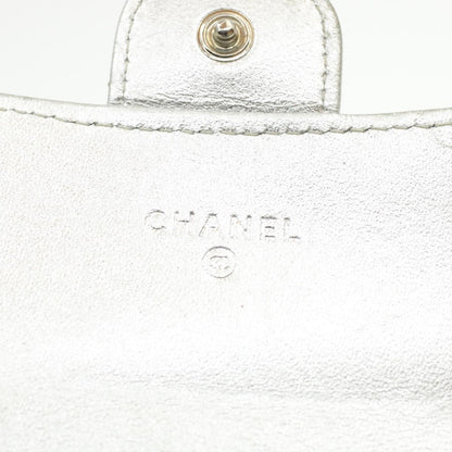 CHANEL Matelasse Bifold Wallet Silver CC cr620