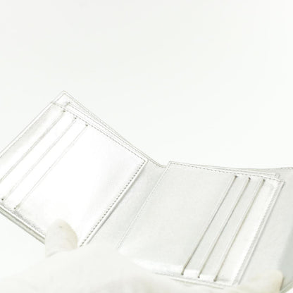 CHANEL Matelasse Bifold Wallet Silver CC cr620