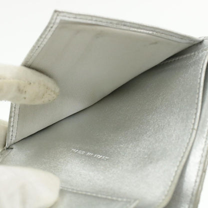 CHANEL Matelasse Bifold Wallet Silver CC cr620