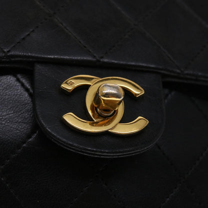 CHANEL Matelasse Chain Flap Shoulder Bag Lamb Skin Black Gold CC 24557A