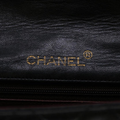 CHANEL Matelasse Chain Flap Shoulder Bag Lamb Skin Black Gold CC 24557A