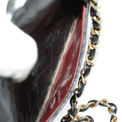 CHANEL Matelasse Chain Flap Shoulder Bag Lamb Skin Black Gold CC 24557A